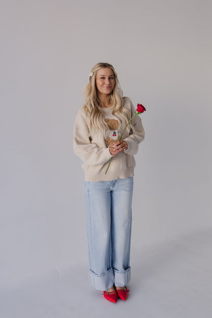 THE TEDDY BEAR CHERRY SWEATER IN CREAM