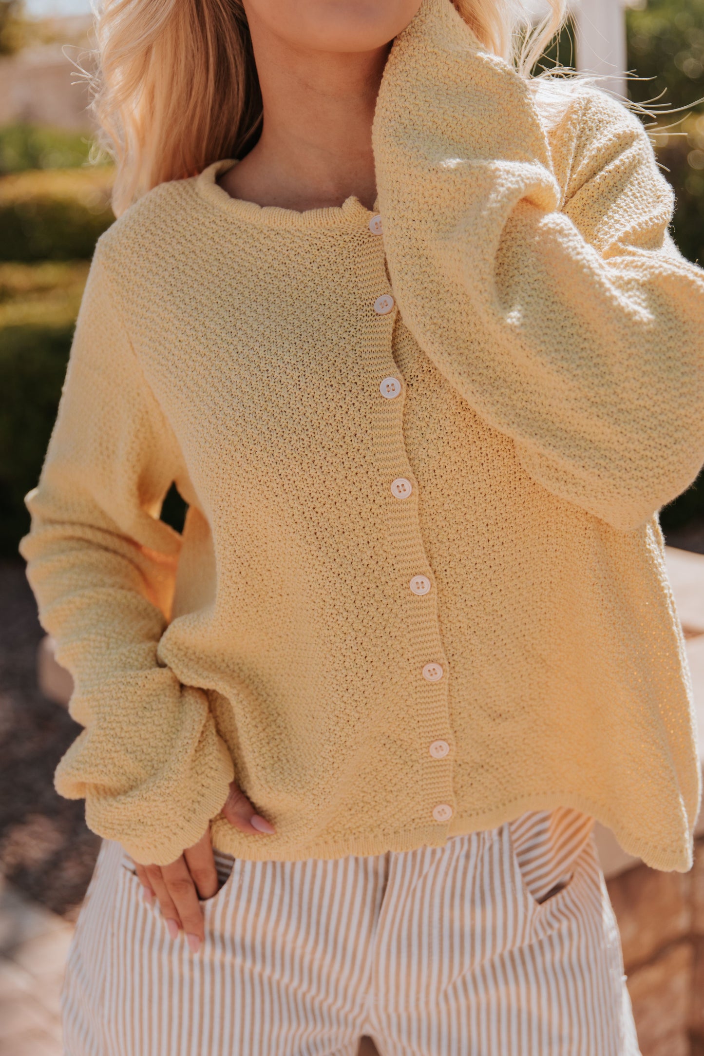 THE KENZIE KNIT CARDIGAN IN BUTTER