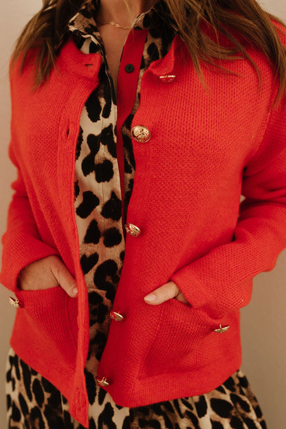 THE REMINGTON SWEATER CARDIGAN IN RED