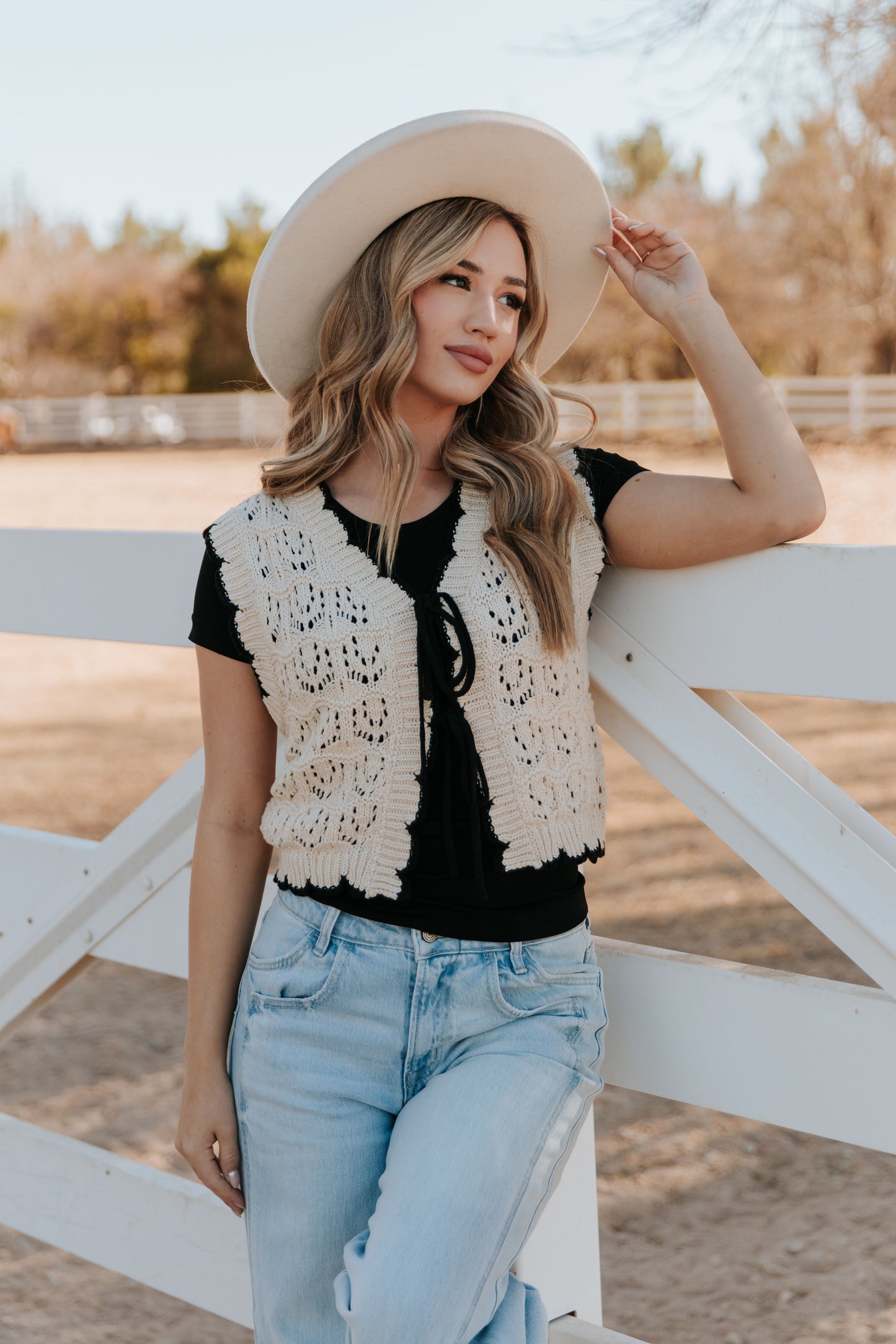 THE ELSIE CROCHET SWEATER VEST IN NATURAL