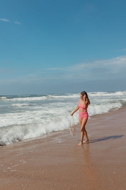 BEACHCOMBER SPORTY SWIM BOY SHORT IN RED GINGHAM BY PINK DESERT