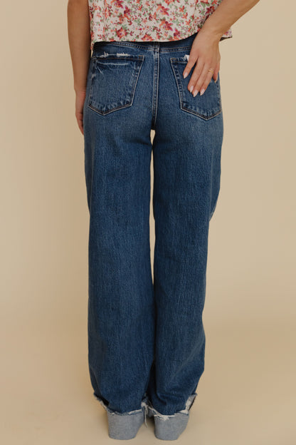 THE SUPER HIGH RISE CUFFED JEANS IN MEDIUM DENIM BY VERVET