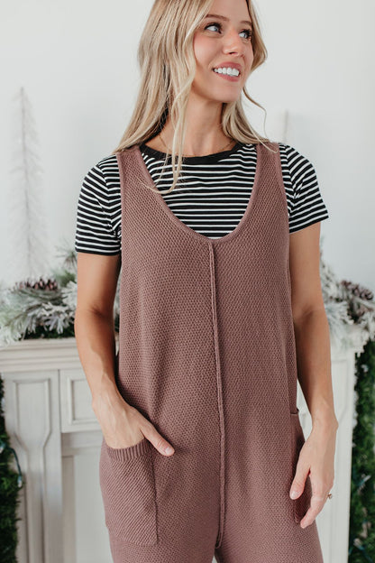 THE HARTLEY SWEATER JUMPSUIT IN BROWN