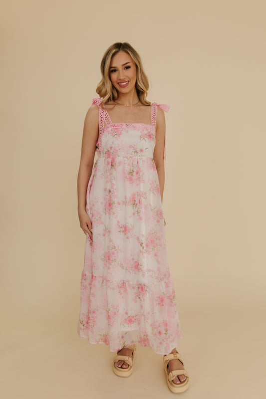 THE CIANA CROCHET MAXI DRESS IN PINK