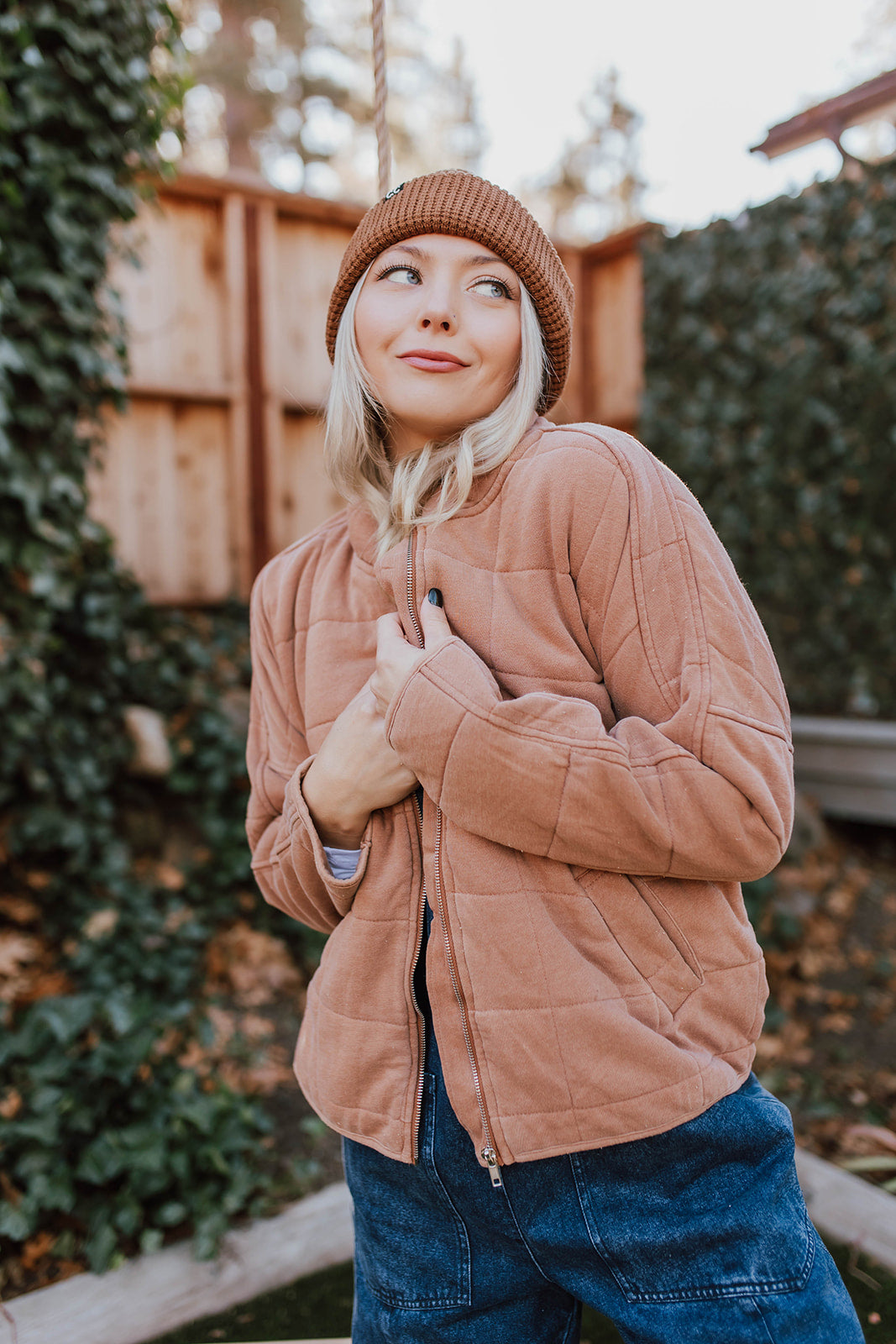 Pink quilted jacket store womens