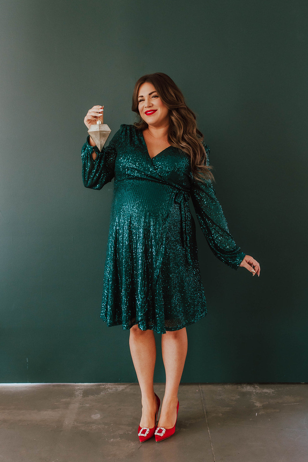 THE SPARKLY SEQUIN WRAP DRESS IN HUNTER GREEN BY SARAH TRIPP X PINK DE –  Pink Desert