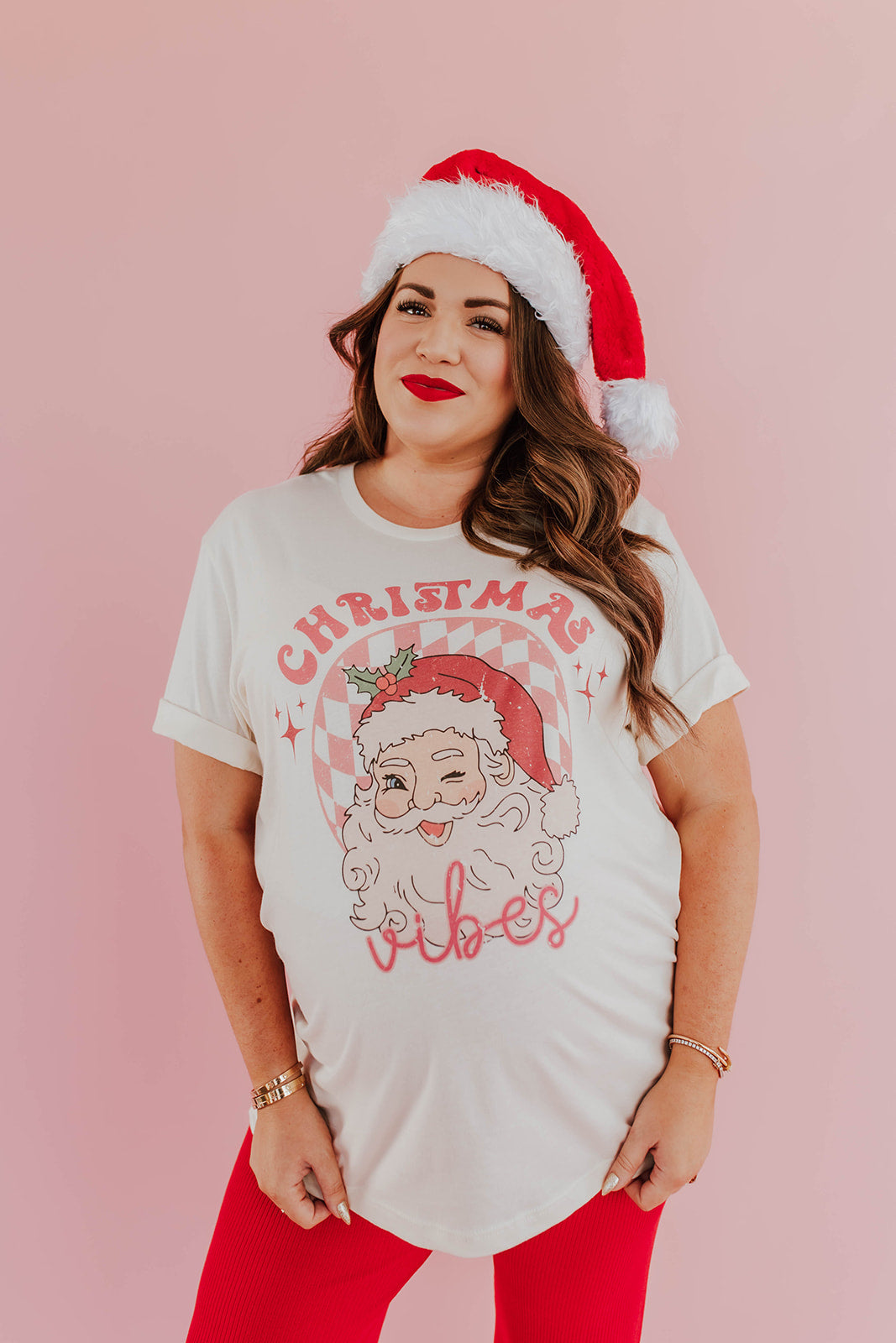 STPinkDesert23Holiday The Christmas Vibes Graphic Tee in Ivory XXX Large