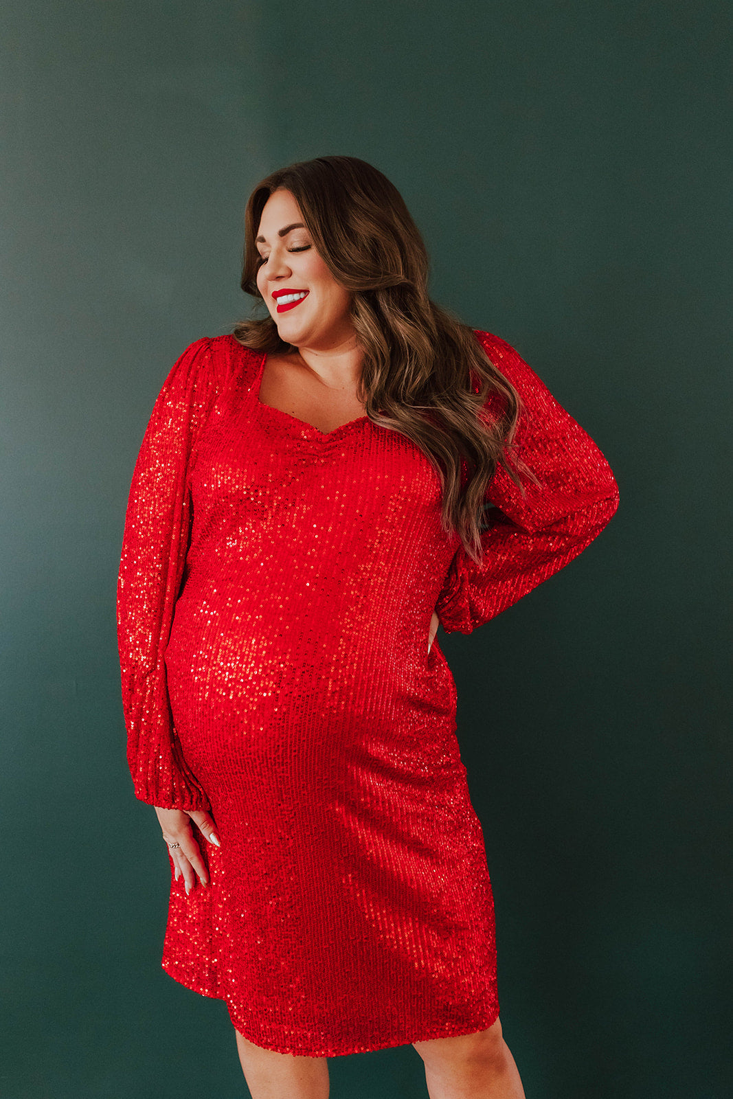 Plus size red sparkly dress hotsell