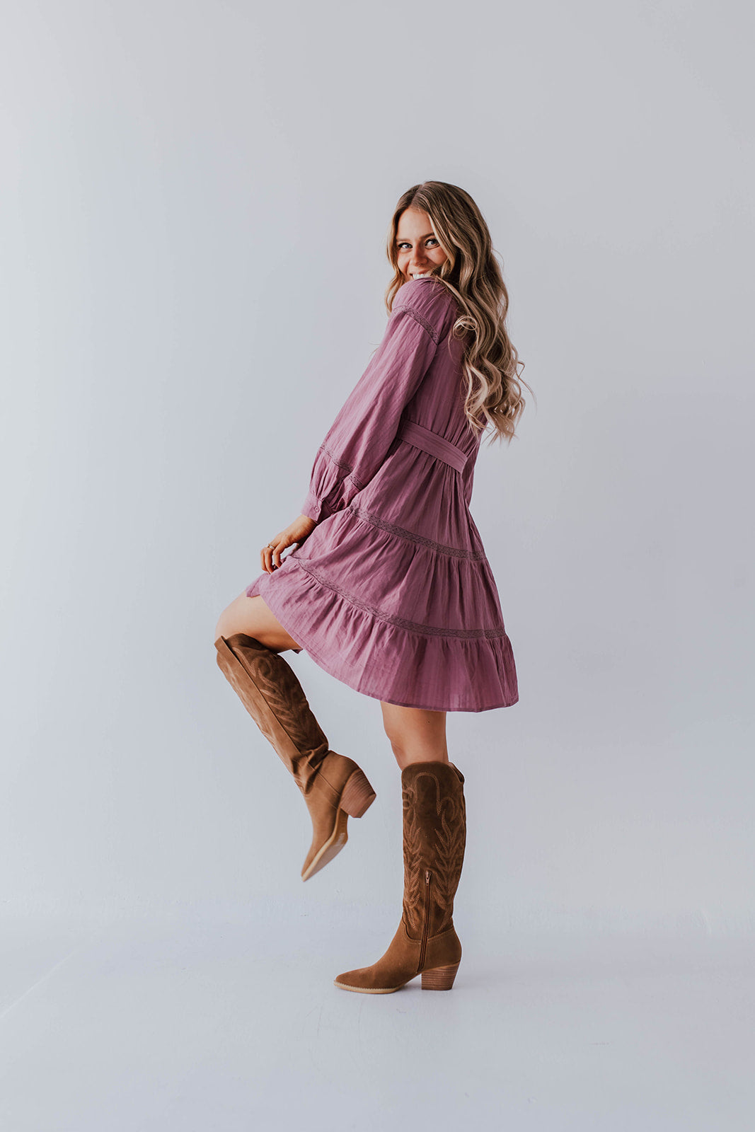 Brown Boots with Pink Dress