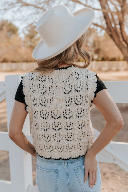 THE ELSIE CROCHET SWEATER VEST IN NATURAL