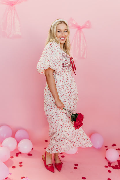 THE REAGAN FLORAL PRINT MAXI DRESS IN RED