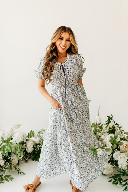 THE IVORY DRESS IN NAVY FLORAL