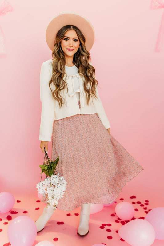 THE SUNNY FLORAL MIDI SKIRT IN MAUVE