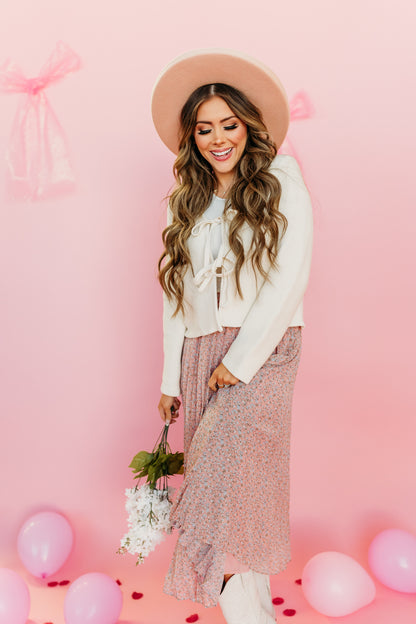 THE SUNNY FLORAL MIDI SKIRT IN MAUVE