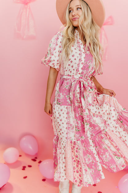 THE POSEY POPLIN FLORAL PATCHWORK MAXI DRESS