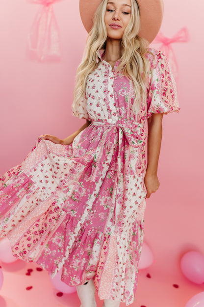 THE POSEY POPLIN FLORAL PATCHWORK MAXI DRESS