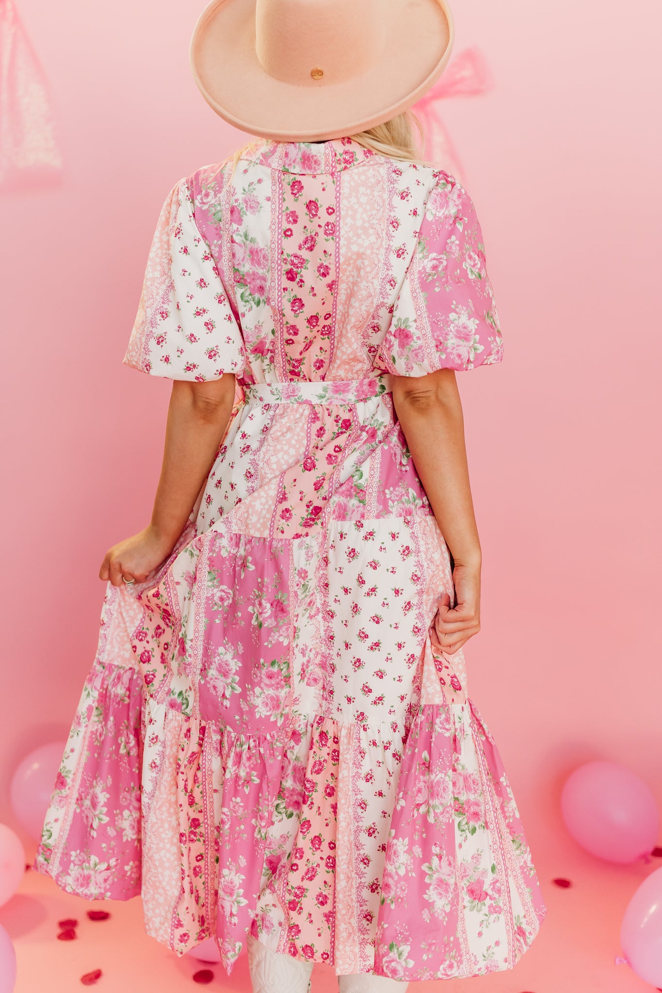 THE POSEY POPLIN FLORAL PATCHWORK MAXI DRESS