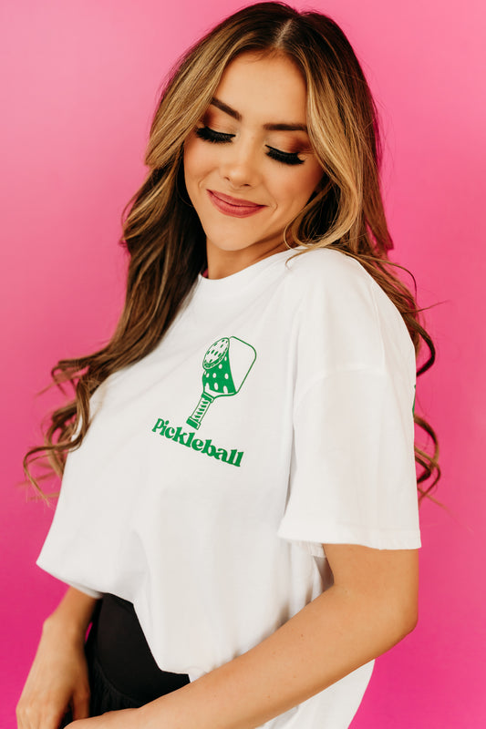 THE PICKLEBALL GRAPHIC TEE IN WHITE