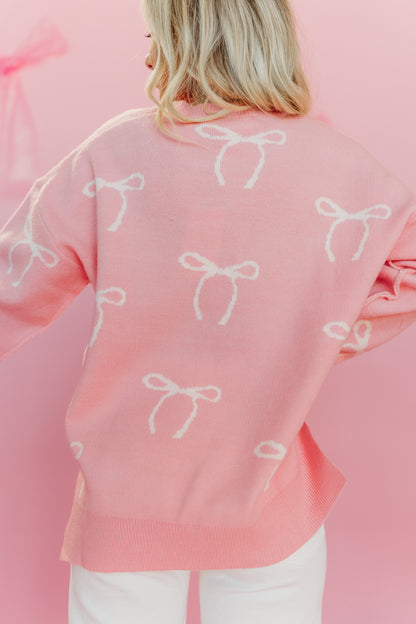 THE KADIE BOW KNIT SWEATER IN PINK