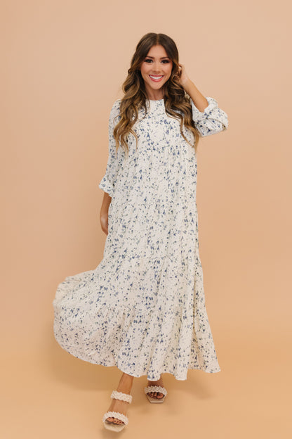 THE THEA TIERED MAXI DRESS IN CORNFLOWER