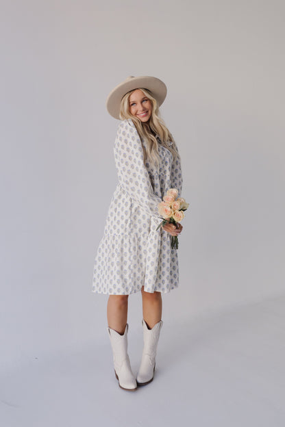 THE BROOKS FLORAL MIDI DRESS IN BLUE