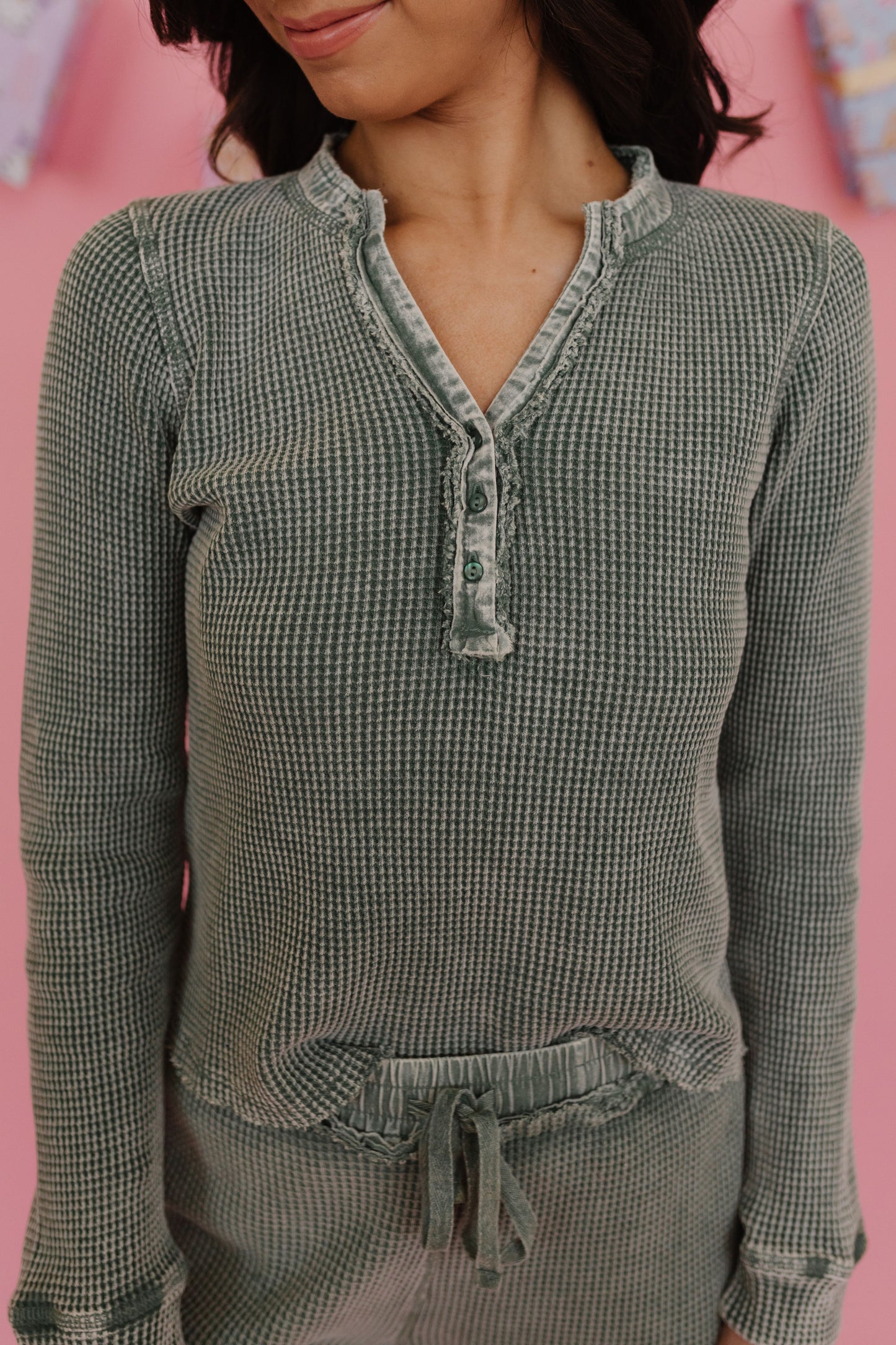 THE SHERIDAN WAFFLE KNIT SET IN SAGE