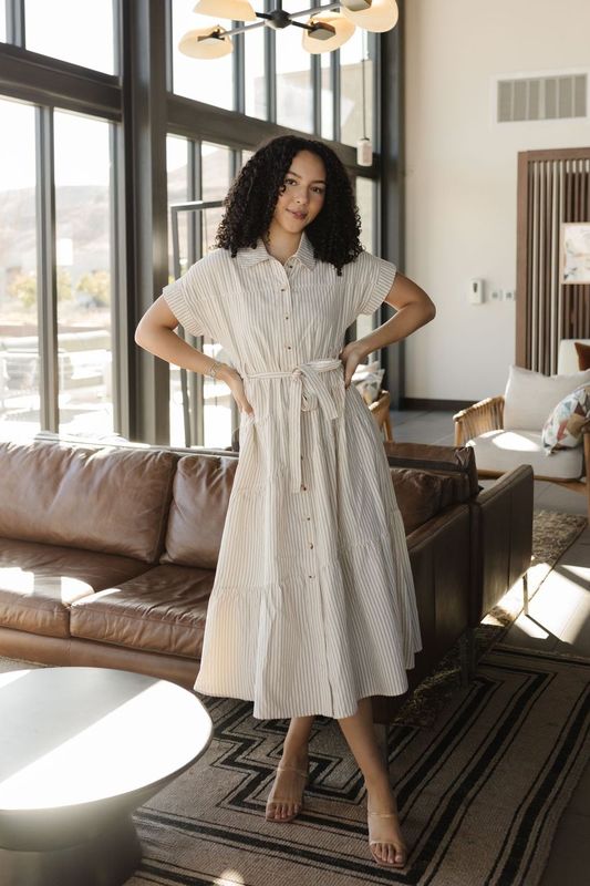 THE HAYVEN MAXI DRESS IN CREAM STRIPE