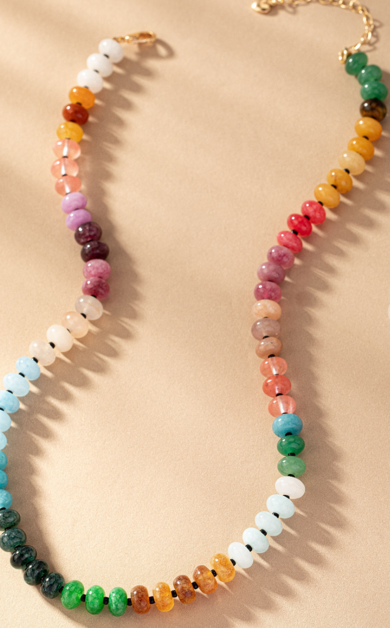 EARTH NATURAL AGATE BEADED NECKLACE