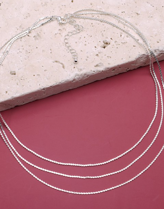 THE LAYERED FLAT CHAIN NECKLACE IN SILVER