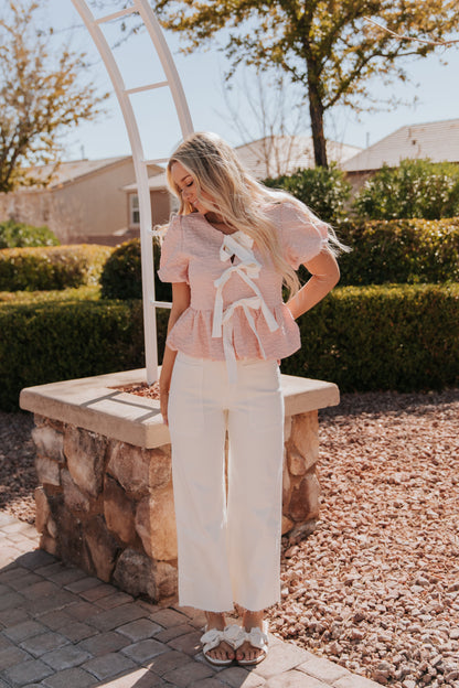 THE BAMBI BUBBLE BABYDOLL BLOUSE IN PEACH