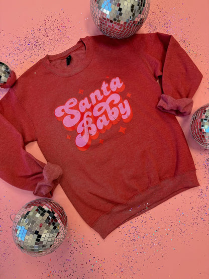 THE SANTA BABY PULLOVER IN RED BY PINK DESERT