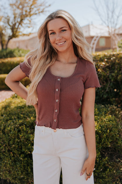 THE MARIELLE WAFFLE TOP IN BERRY