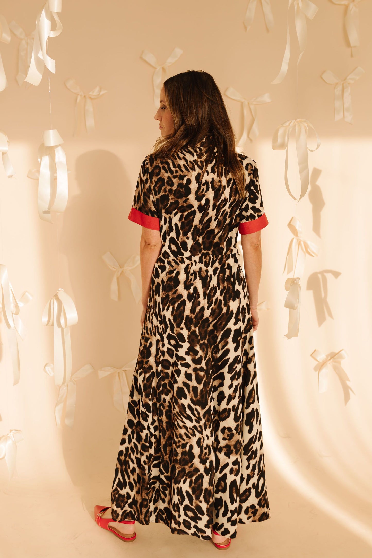 THE STELLA MAXI BUTTON-DOWN DRESS IN LEOPARD