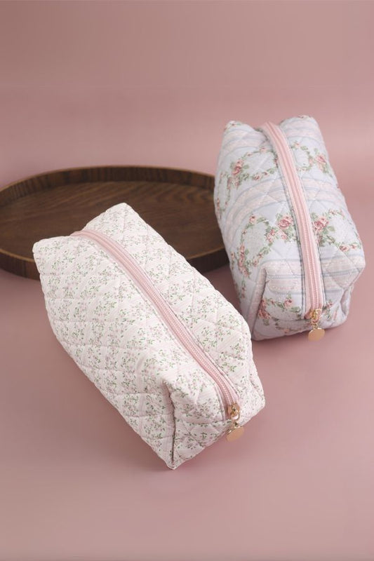 THE QUILTED FLORAL COSMETIC BAG