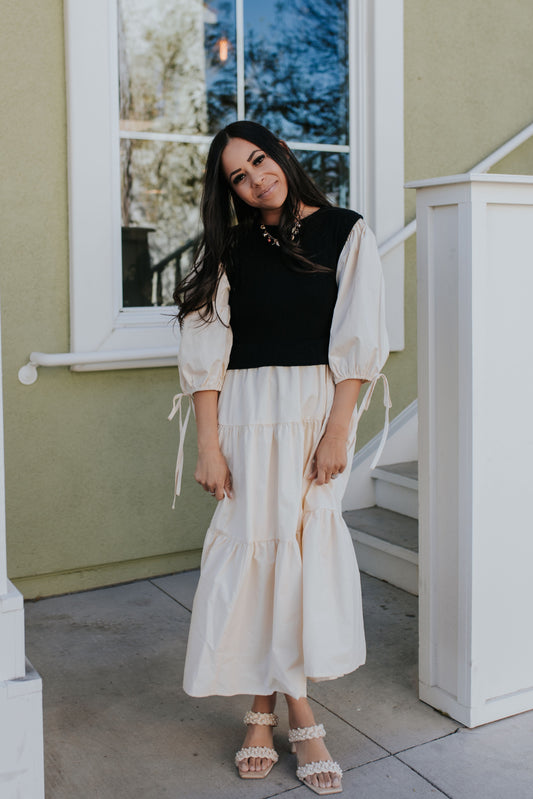 THE KAYSEN KNIT SWEATER DRESS IN IVORY