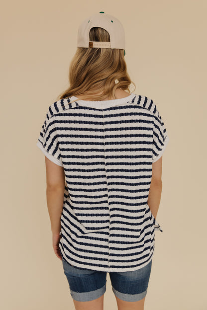 THE PEONY STRIPED SHIRT IN NAVY