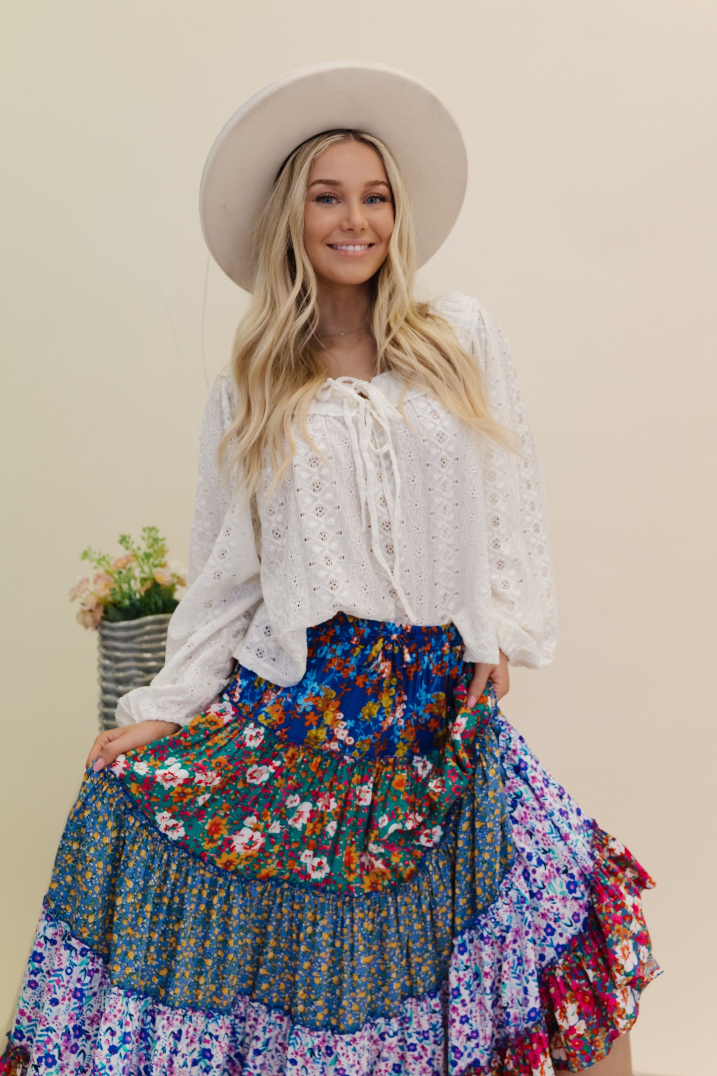 THE BRYDEN BOHO MAXI SKIRT IN BLUE