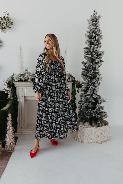 THE FINLEE FLORAL MAXI DRESS IN BLACK