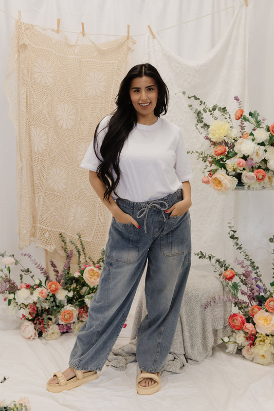 THE LOLA MID RISE JEANS IN LIGHT DENIM