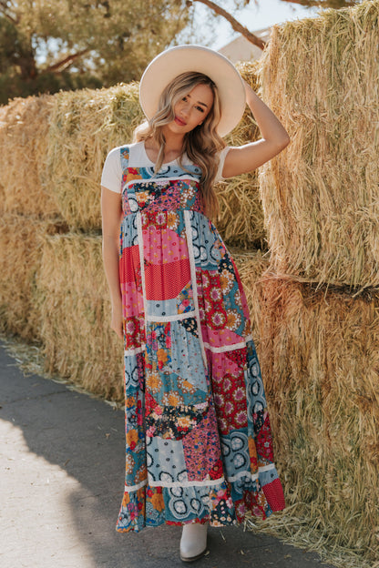 THE MADYSON MAXI DRESS IN PATCHWORK FLORAL