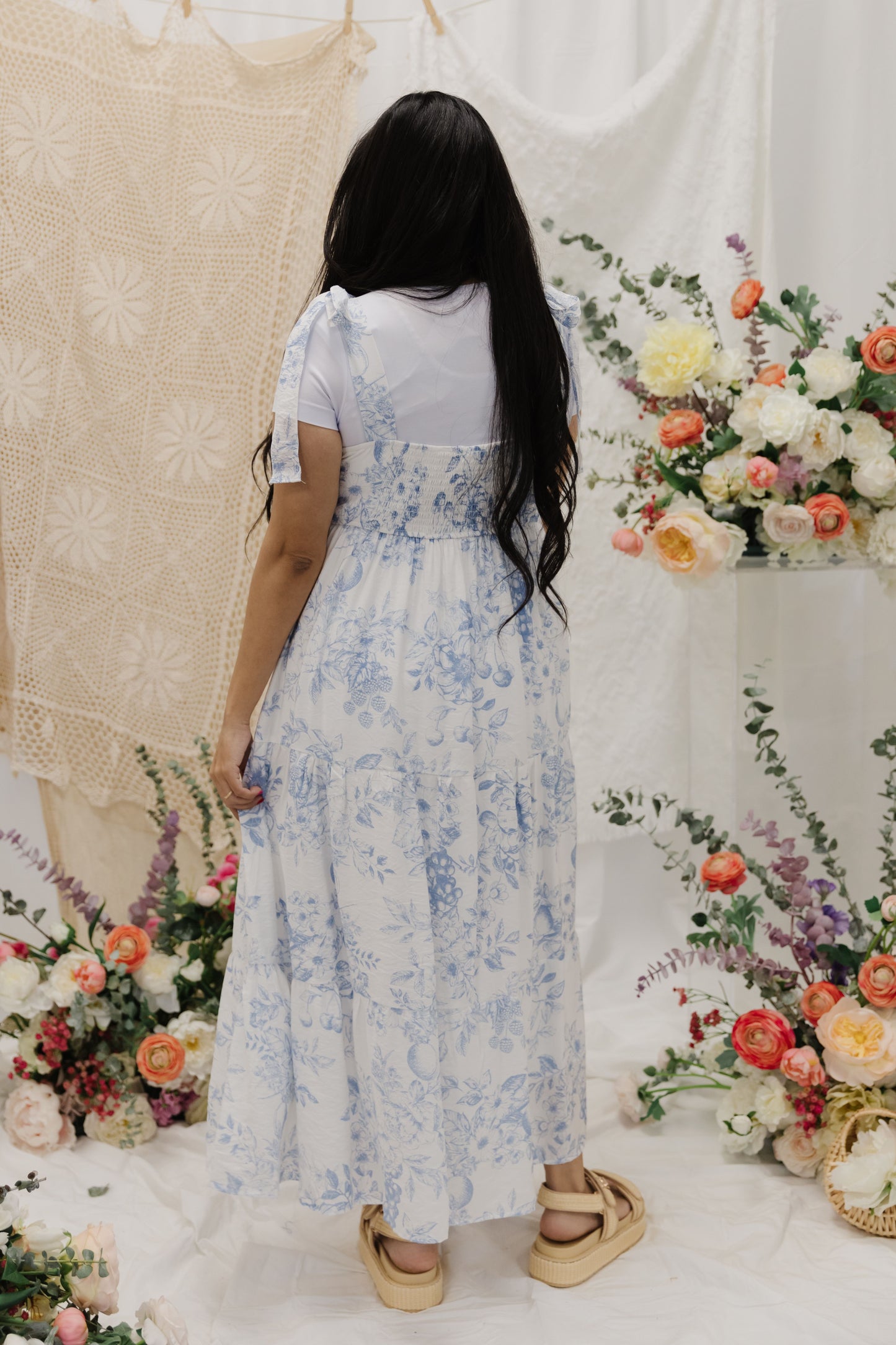 THE BLOSSOM TIERED DRESS IN BLUE FLORAL