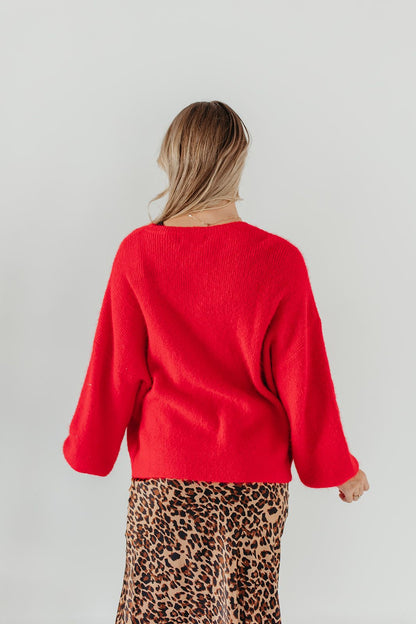 THE RAY TIE FRONT CARDIGAN IN RED