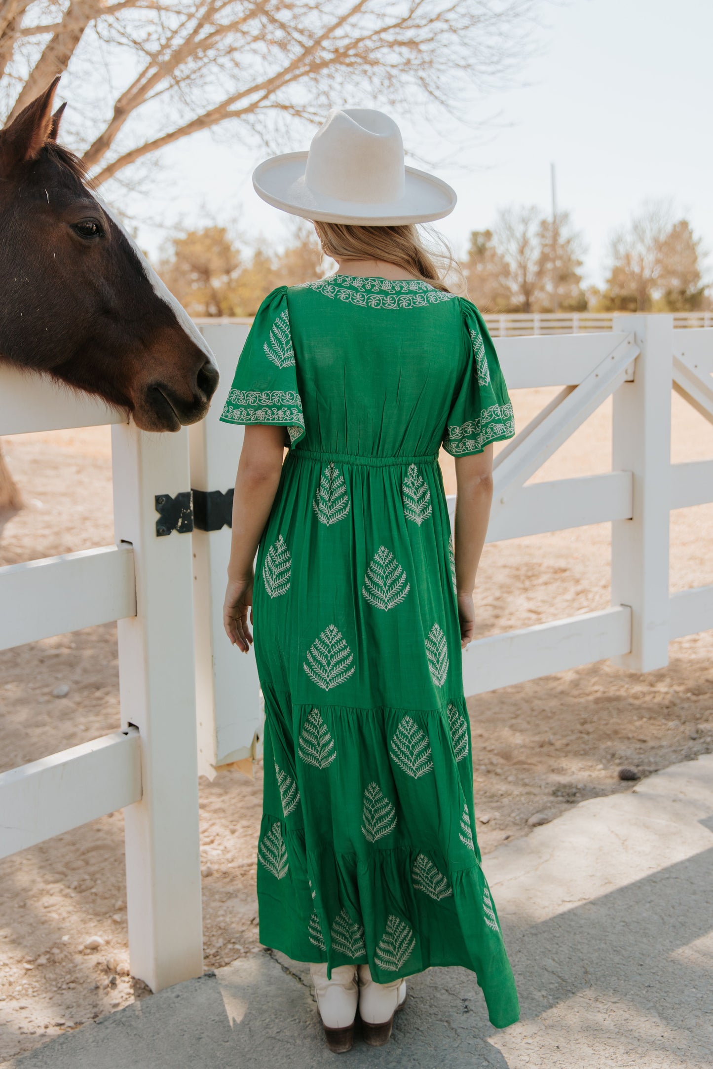 THE RAYLEIGH EMBROIDERED MAXI DRESS IN SPRING GREEN