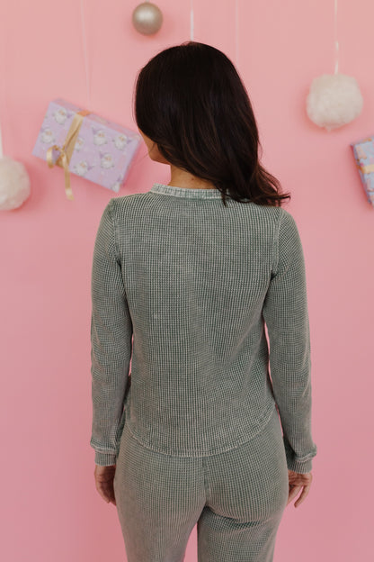 THE SHERIDAN WAFFLE KNIT SET IN SAGE