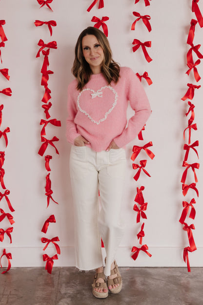 THE VALLORIE HEART SWEATER IN PINK