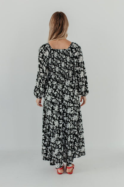 THE FINLEE FLORAL MAXI DRESS IN BLACK