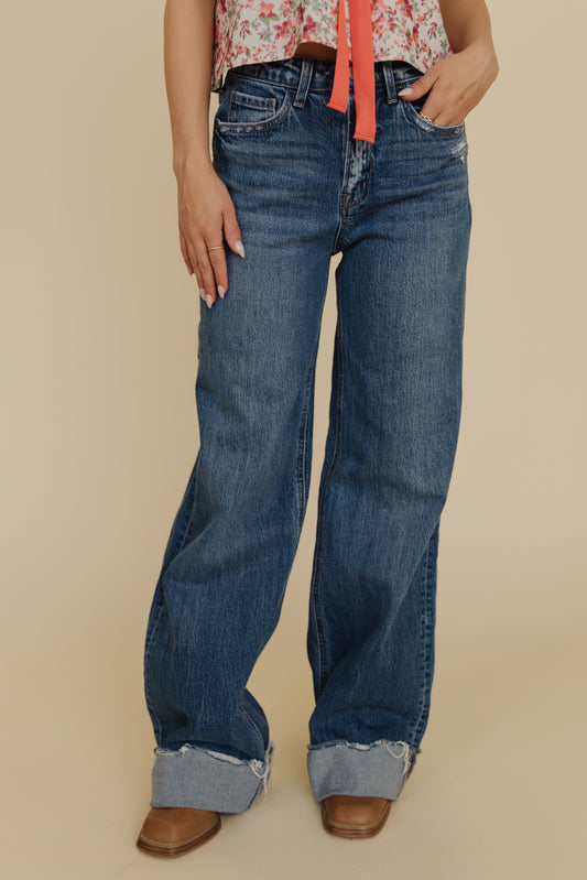 THE SUPER HIGH RISE CUFFED JEANS IN MEDIUM DENIM BY VERVET