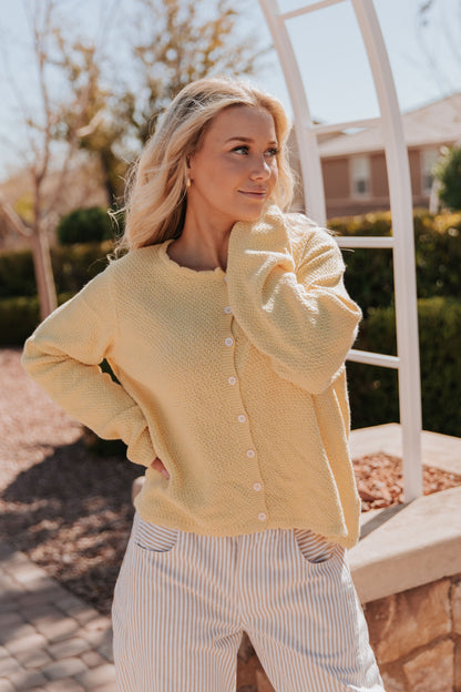 THE KENZIE KNIT CARDIGAN IN BUTTER