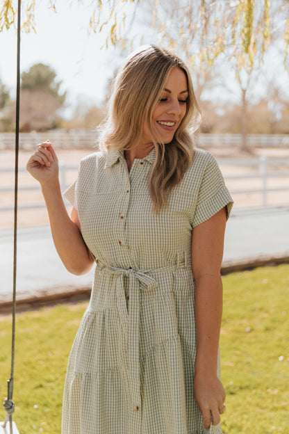 THE GRAE GRID MAXI DRESS IN BLACK