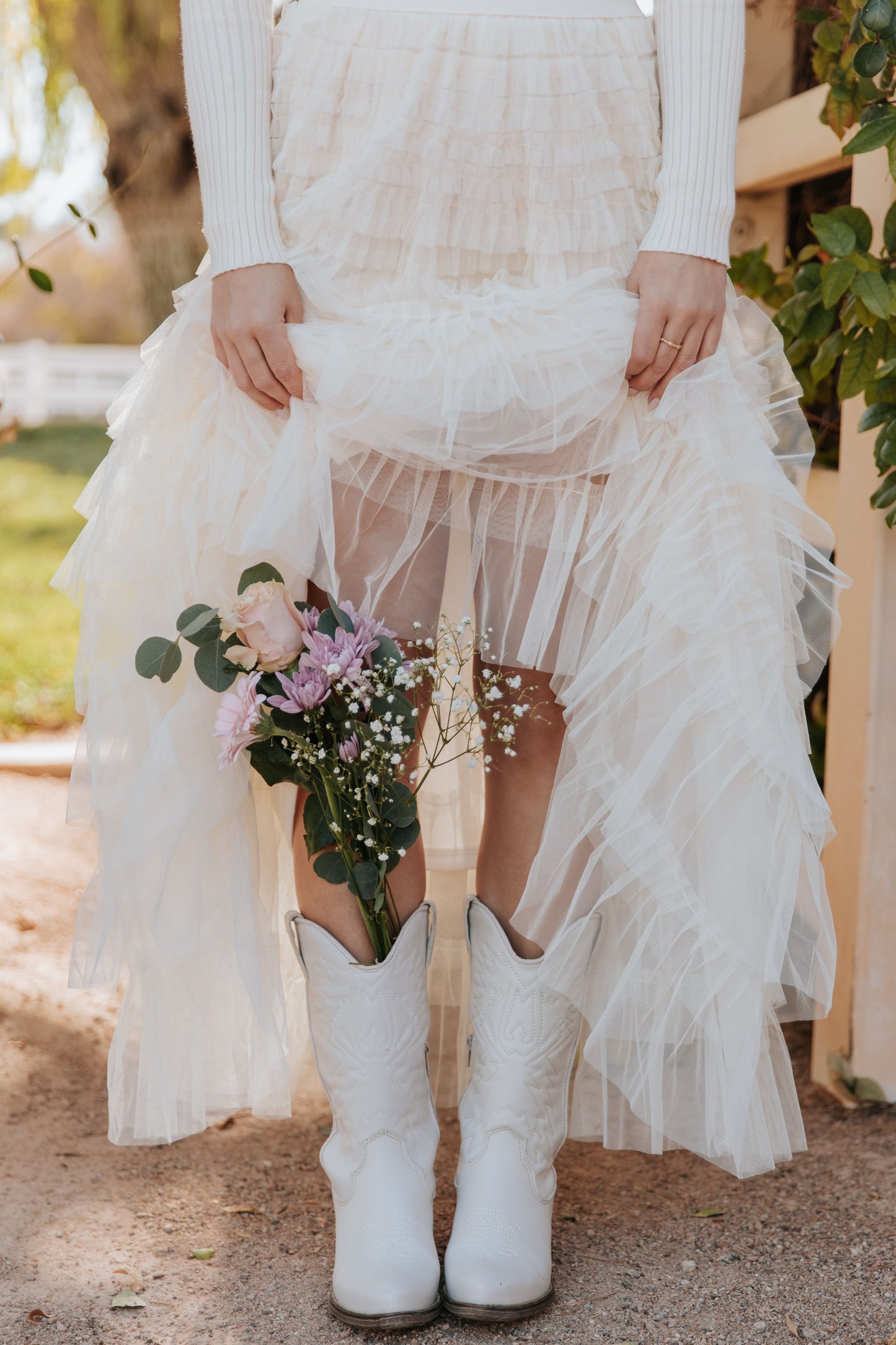 THE CASCADE TULLE TIERED MIDI SKIRT IN CREAM